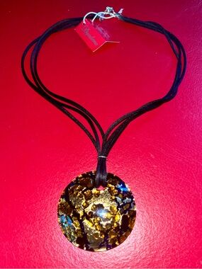 Murano Venetian Glass Pendant, Sterling 925 Millefiori With Silk Cord By Dyadema